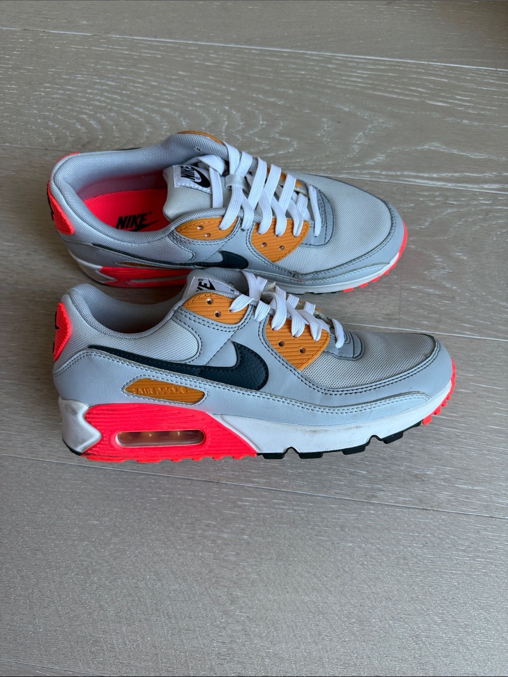 Nike Grey Sneakers with Orange and Neon Pink Accents